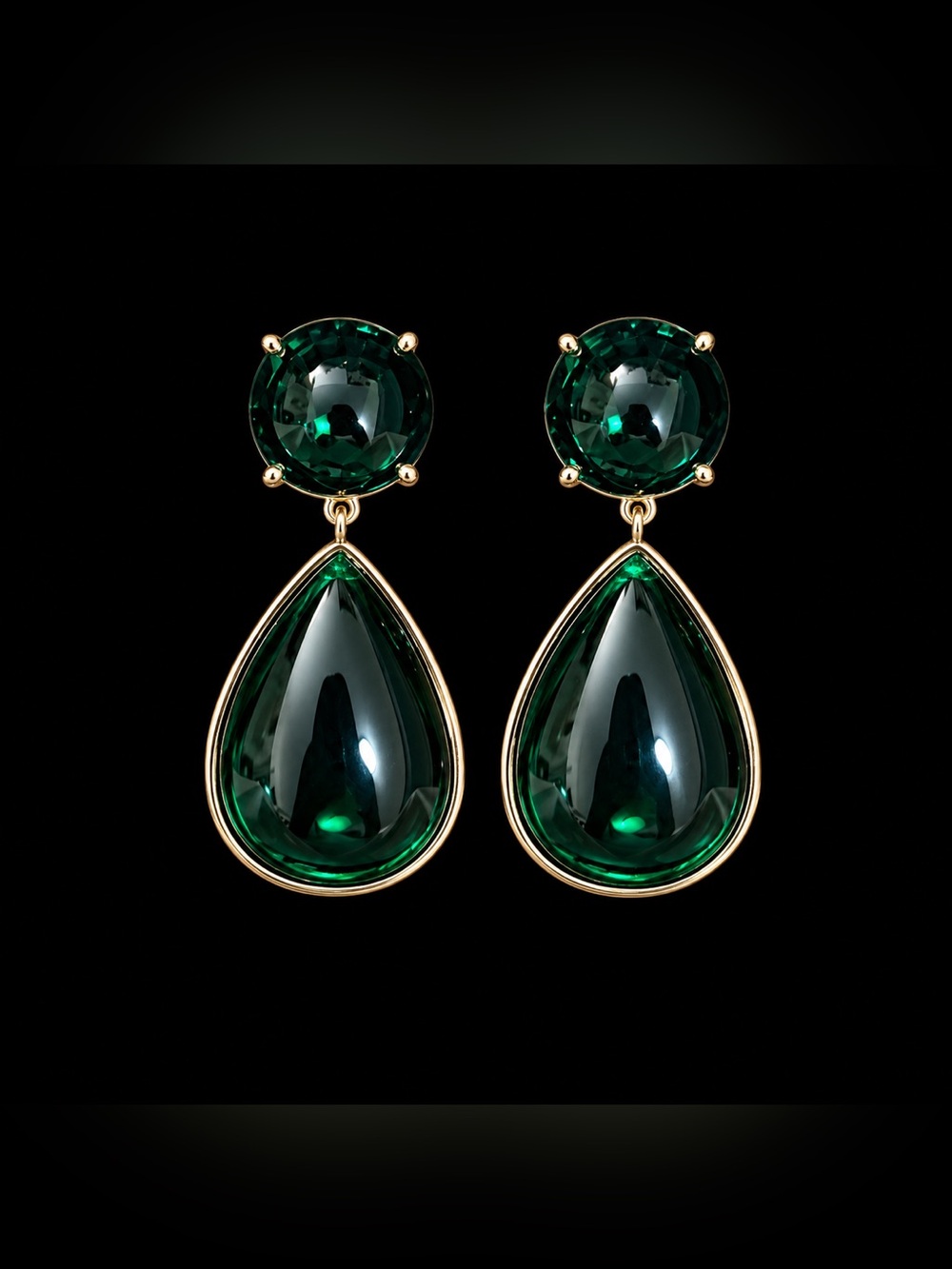 Natasha Couture Gold-Tone Emerald Green Drop Earrings